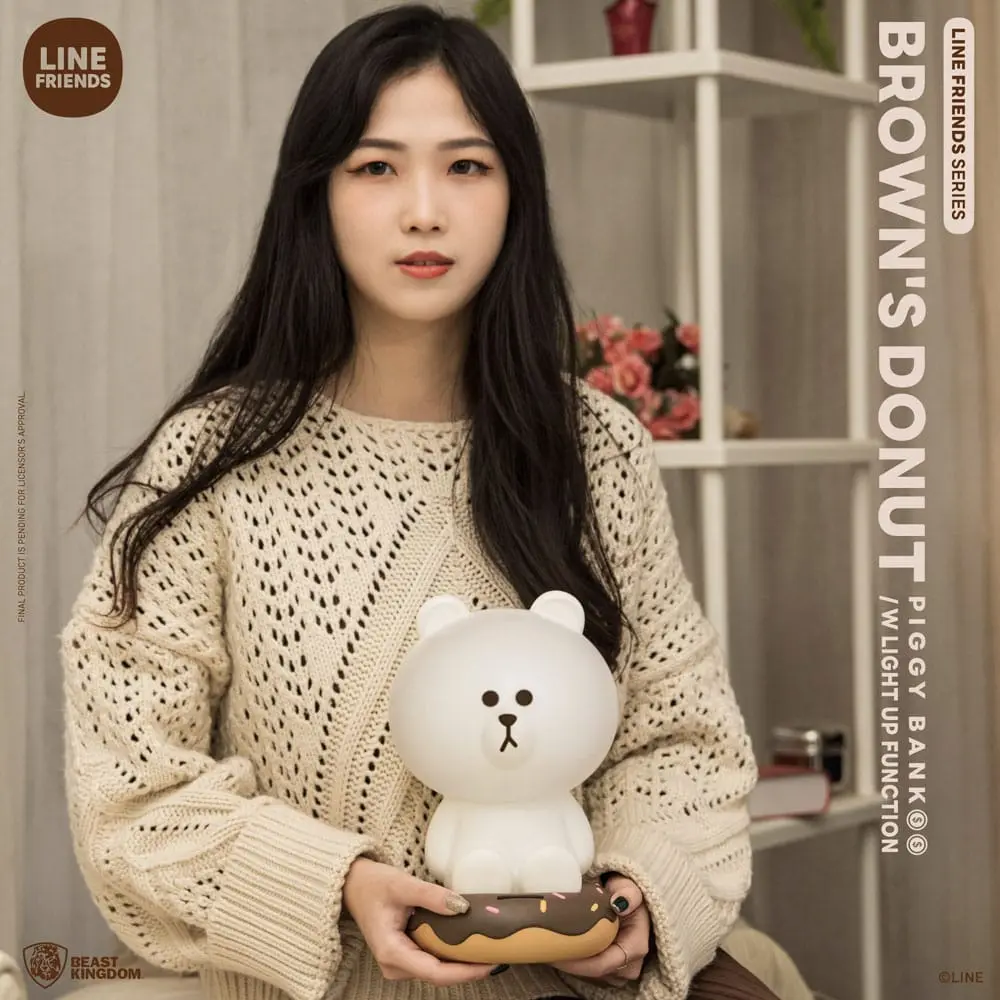 Line Friends Series Spardose mit Lichtfunktion Brown's Donut 25 cm Produktfoto