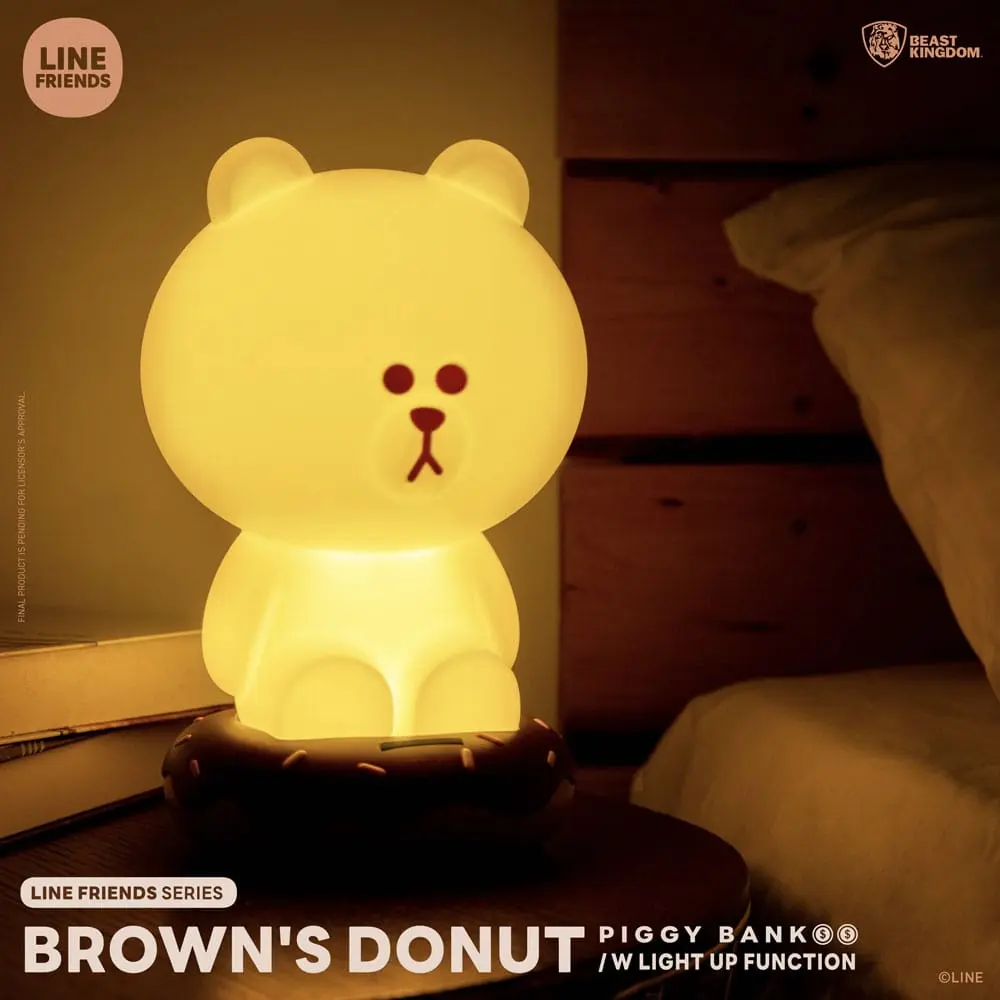 Line Friends Series Spardose mit Lichtfunktion Brown's Donut 25 cm Produktfoto