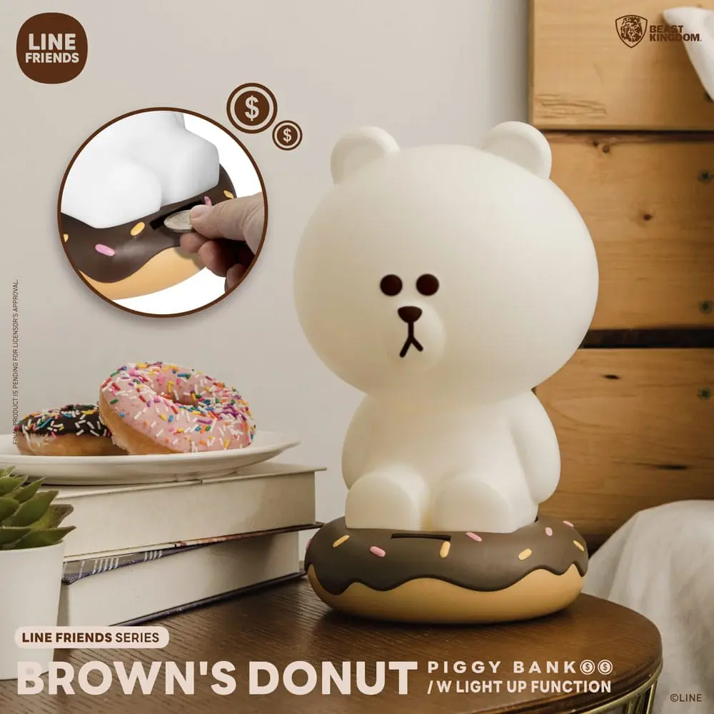 Line Friends Series Spardose mit Lichtfunktion Brown's Donut 25 cm Produktfoto