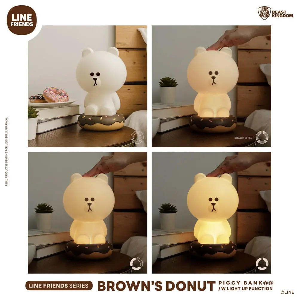 Line Friends Series Spardose mit Lichtfunktion Brown's Donut 25 cm Produktfoto