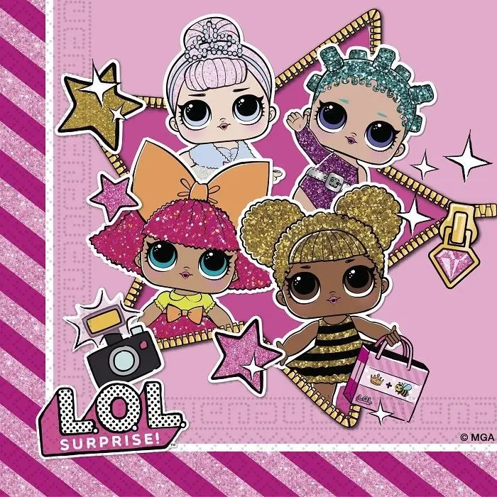 LOL Surprise Glitterati Servietten 20 Stück Produktfoto