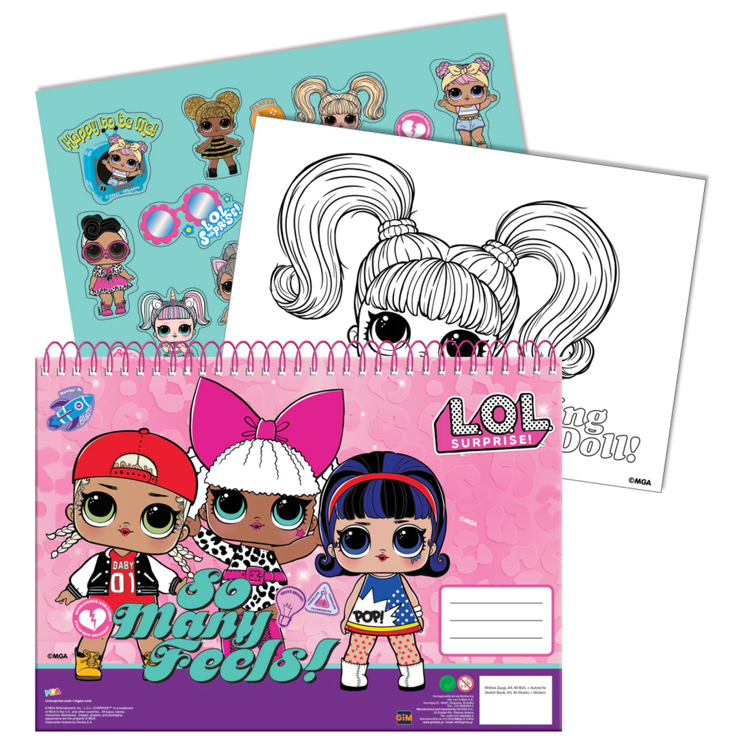 LOL Surprise Many Feels A/4 Spiralskizzenblock 40 Blätter mit Aufklebern Produktfoto