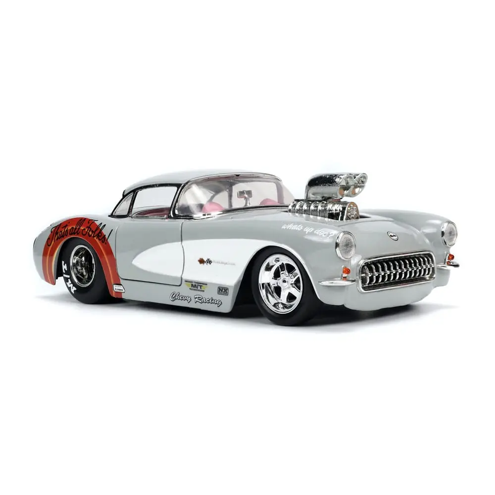 Looney Tunes Hollywood Rides Diecast Modell 1/24 1957 Chevrolet Corvette mit Bugs Bunny Figur Produktfoto