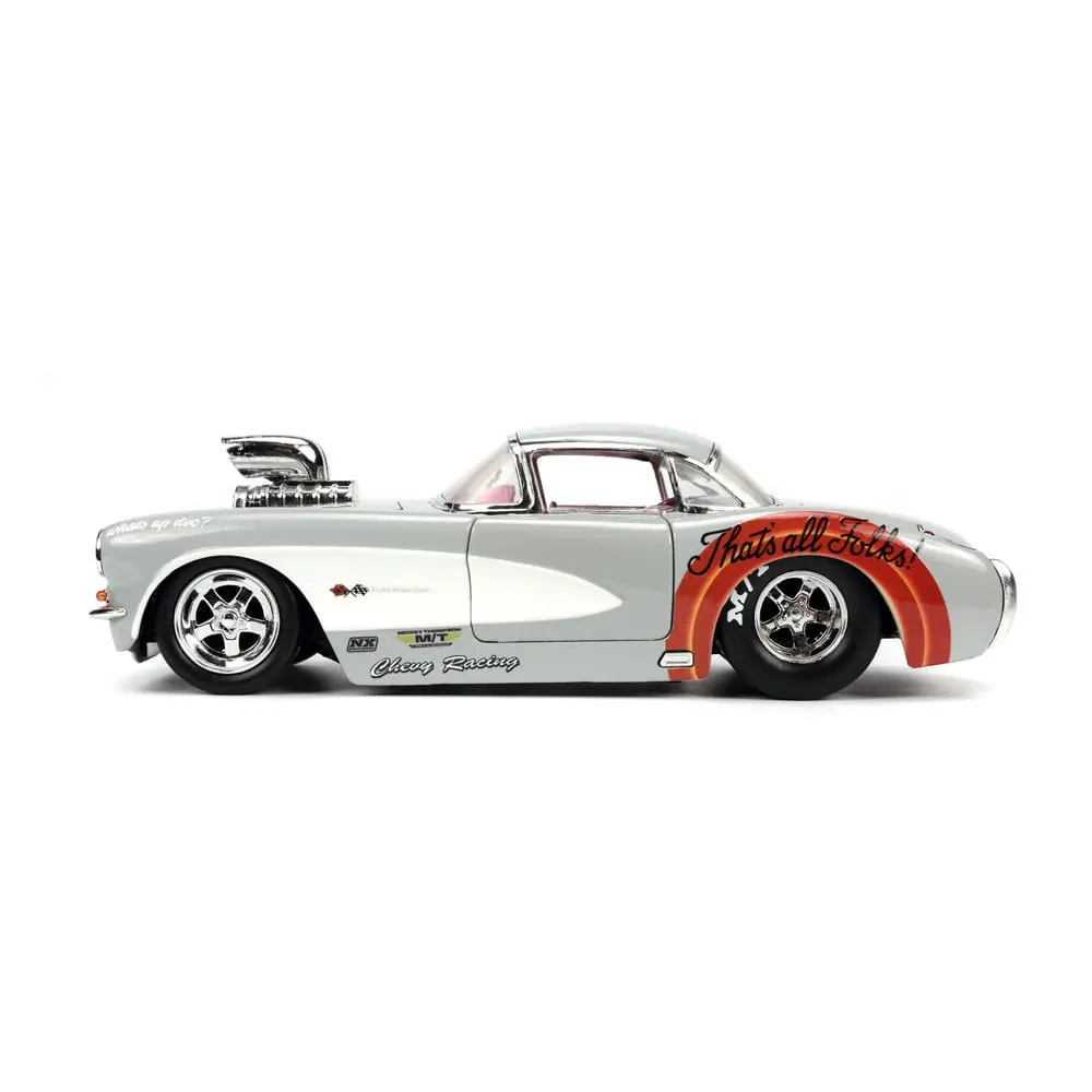 Looney Tunes Hollywood Rides Diecast Modell 1/24 1957 Chevrolet Corvette mit Bugs Bunny Figur Produktfoto