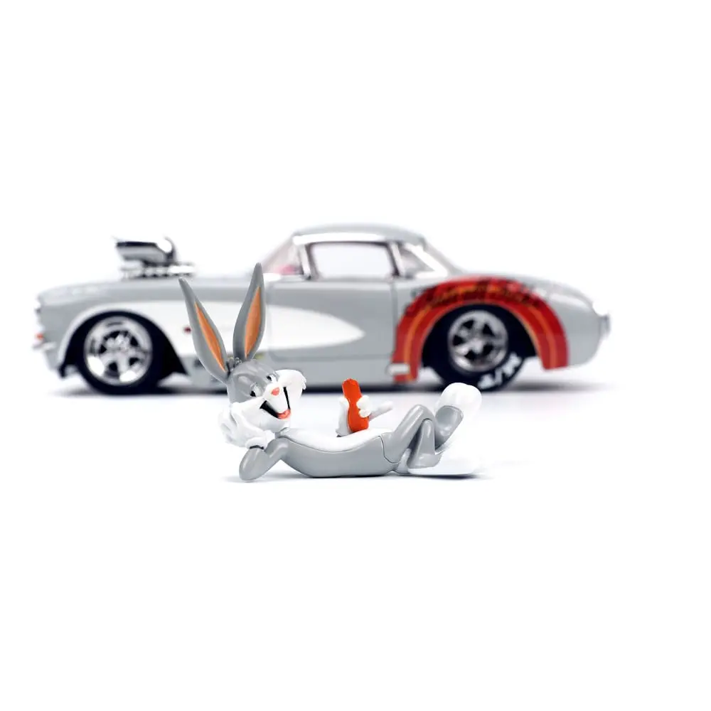 Looney Tunes Hollywood Rides Diecast Modell 1/24 1957 Chevrolet Corvette mit Bugs Bunny Figur Produktfoto