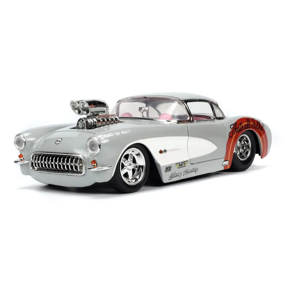 Looney Tunes Hollywood Rides Diecast Modell 1/24 1957 Chevrolet Corvette mit Bugs Bunny Figur Produktfoto