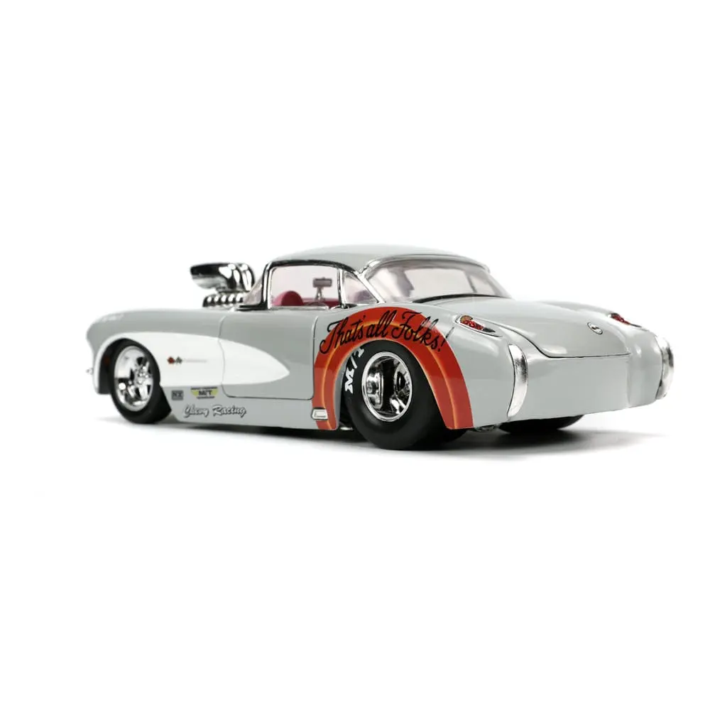Looney Tunes Hollywood Rides Diecast Modell 1/24 1957 Chevrolet Corvette mit Bugs Bunny Figur Produktfoto