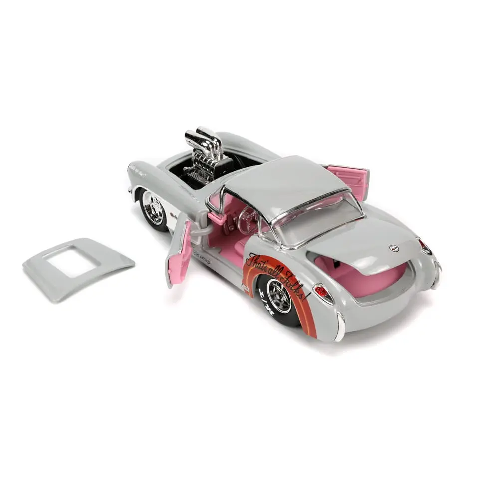 Looney Tunes Hollywood Rides Diecast Modell 1/24 1957 Chevrolet Corvette mit Bugs Bunny Figur Produktfoto