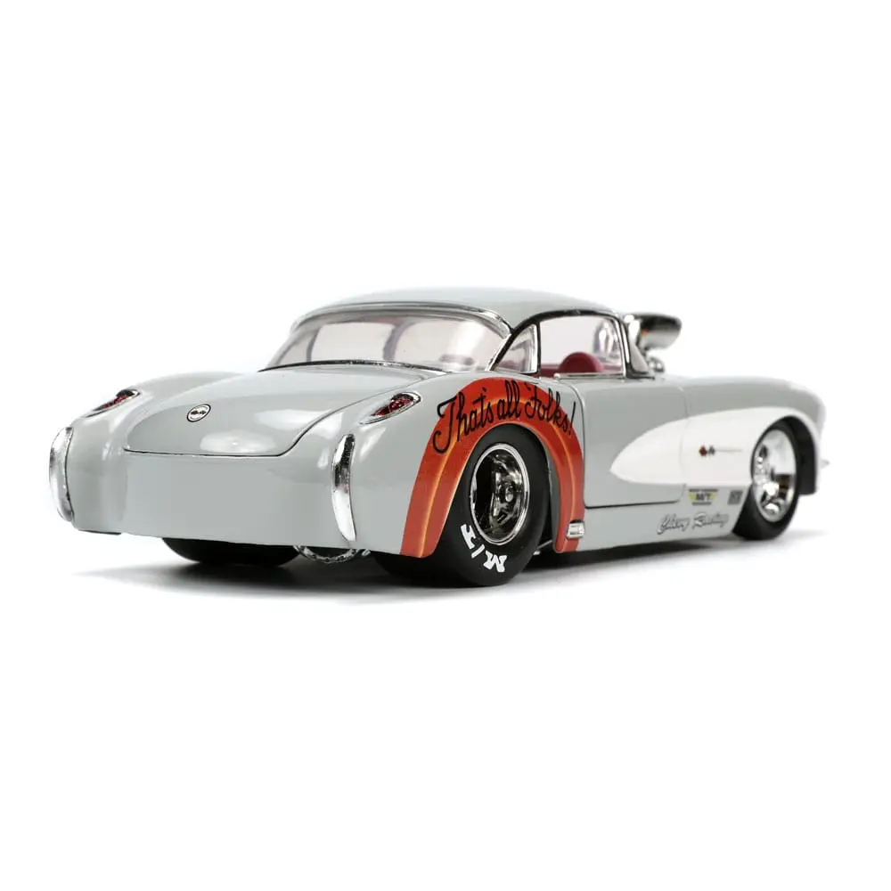 Looney Tunes Hollywood Rides Diecast Modell 1/24 1957 Chevrolet Corvette mit Bugs Bunny Figur Produktfoto