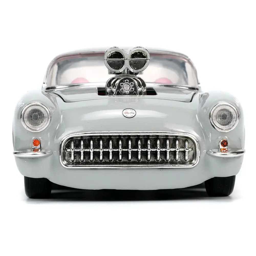 Looney Tunes Hollywood Rides Diecast Modell 1/24 1957 Chevrolet Corvette mit Bugs Bunny Figur Produktfoto