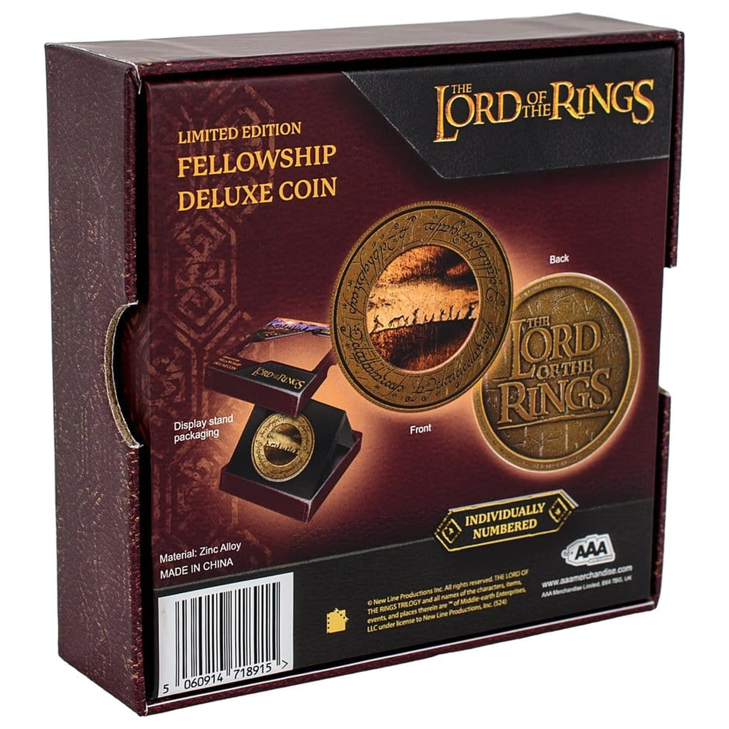 Lord of the Rings Münze mit Display Ständer The Fellowship Produktfoto