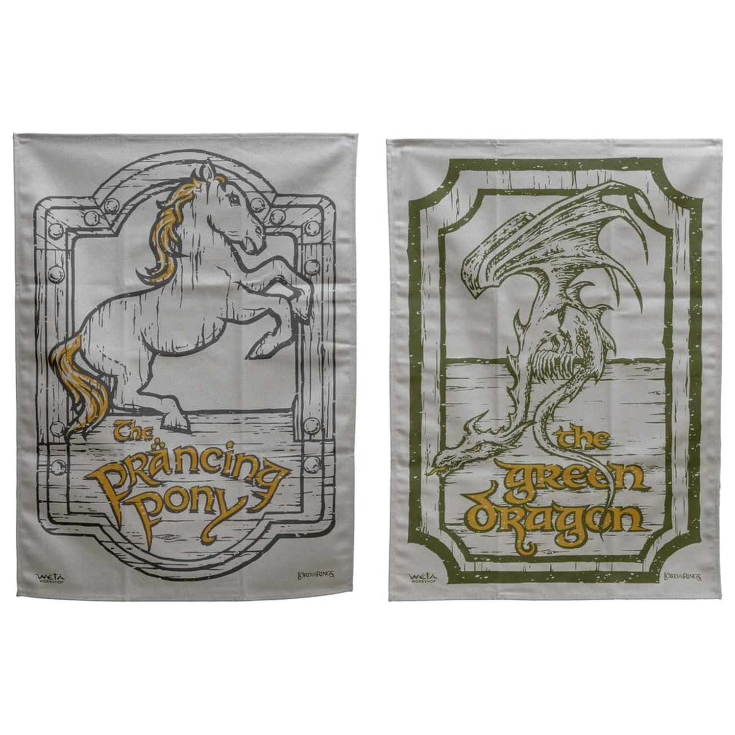 Lord of the Rings Geschirrtuch 2er-Pack Green Dragon & Prancing Pony 69 cm Produktfoto