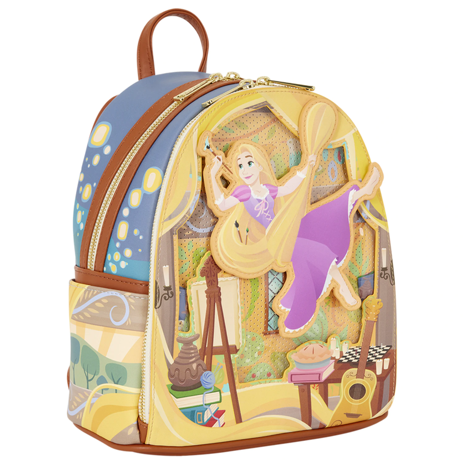 Loungefly Disney Tangled Rapunzel Glow Pin Trader Rucksack 26cm Produktfoto