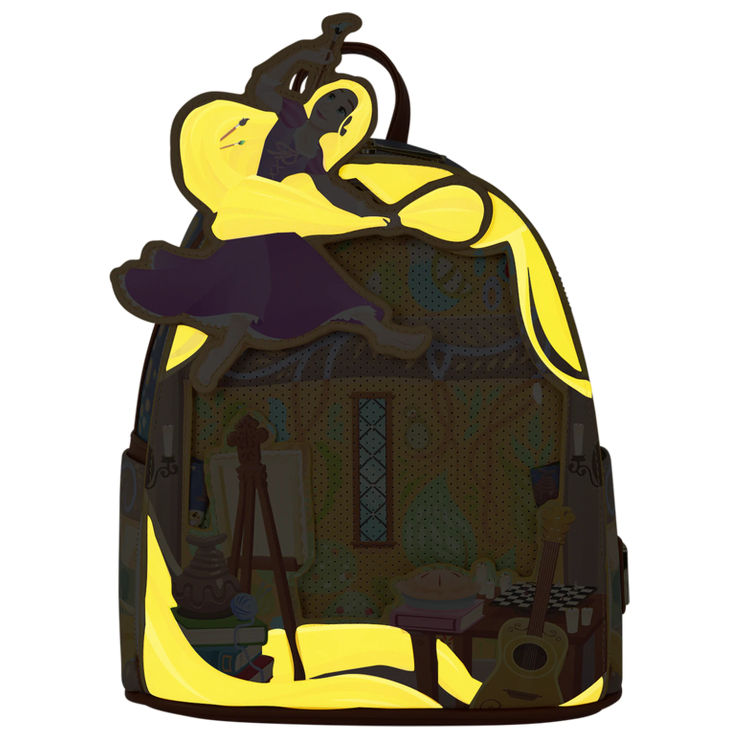 Loungefly Disney Tangled Rapunzel Glow Pin Trader Rucksack 26cm Produktfoto