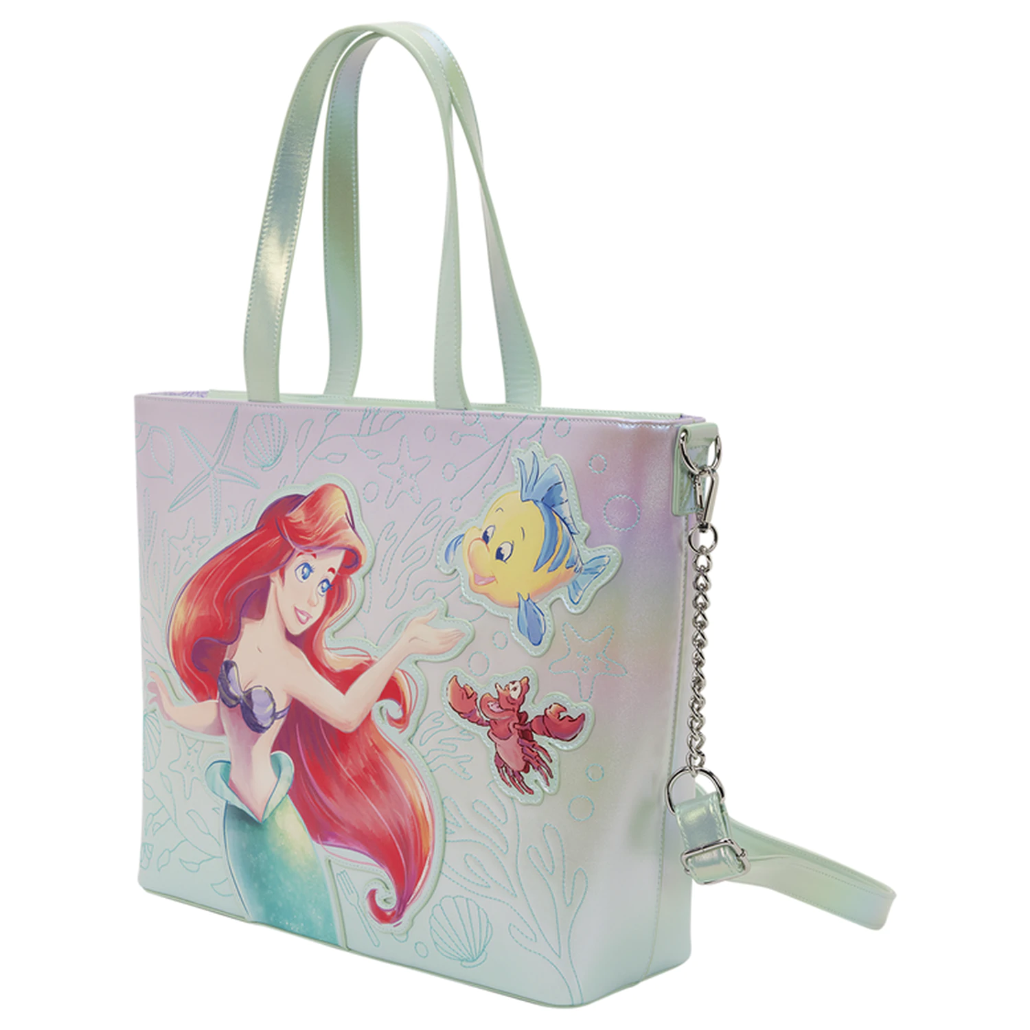 Loungefly Disney The Little Mermaid Ariel, Flounder and Sebastian Tragetasche mit Münzbeutel Produktfoto