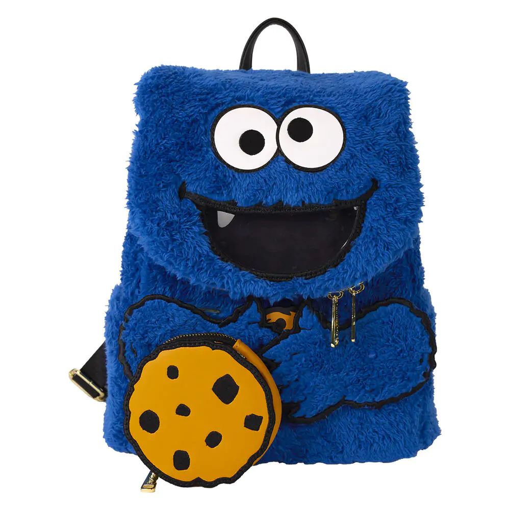 Loungefly Sesame Street Cookie Monster Plüsch Rucksack und Geldbörse Produktfoto