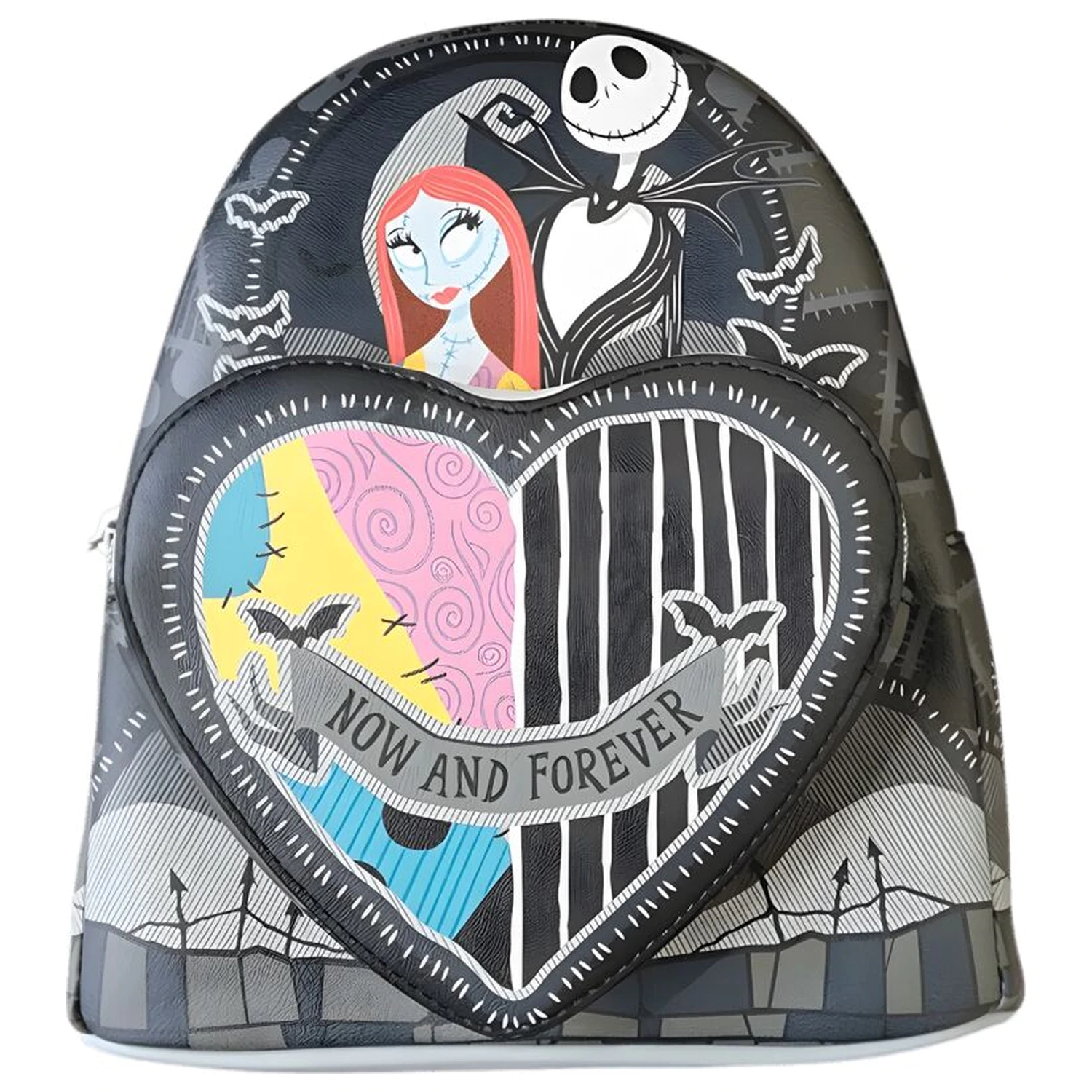 Loungefly The Nightmare Before Christmas Jack & Sally Split Heart Rucksack 26cm Produktfoto
