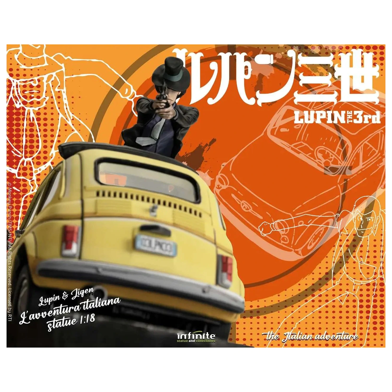 Lupin the 3rd The Italian Adventure Lupin Jigen Statue 1/18 14 cm Produktfoto