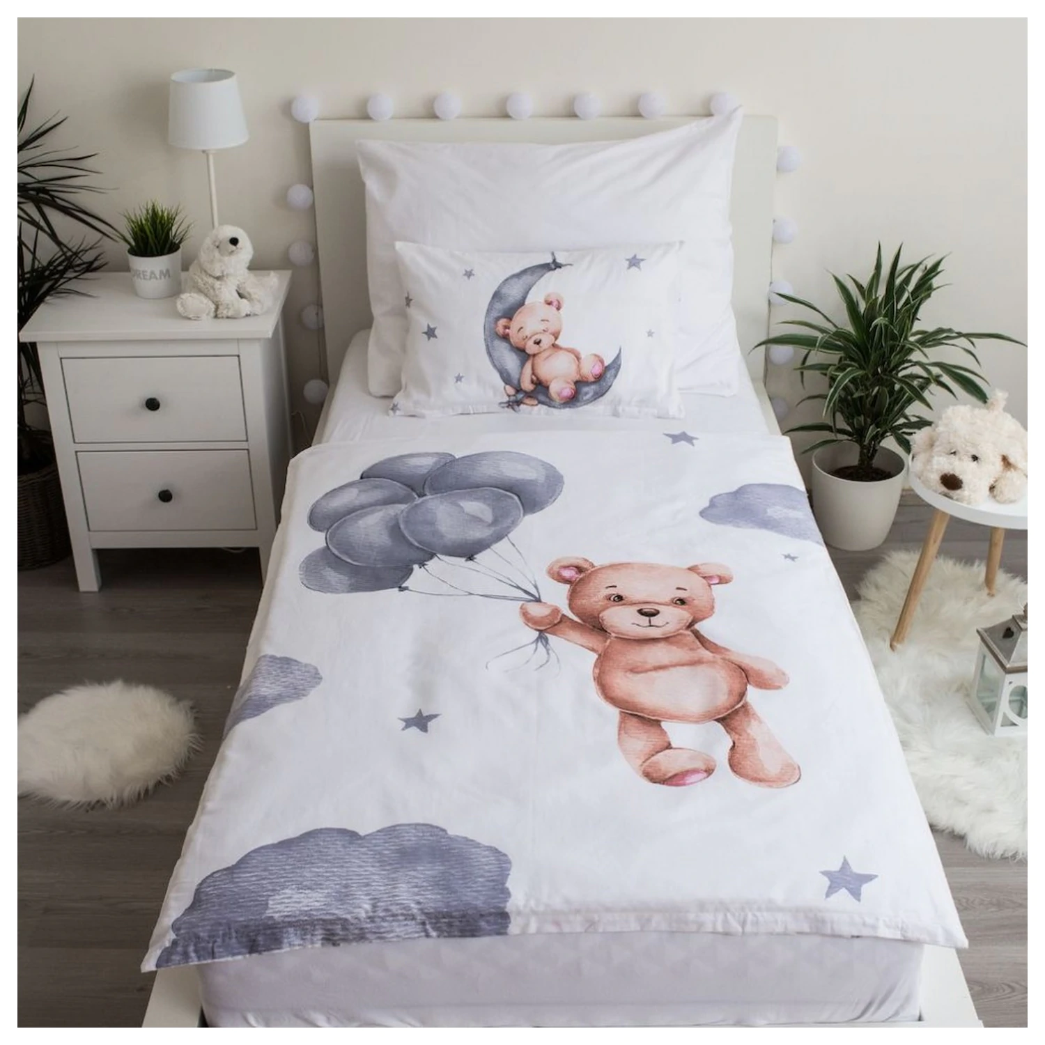 Maci Teddy Balloon Kinder Vorschul Bettbezug Set Produktfoto