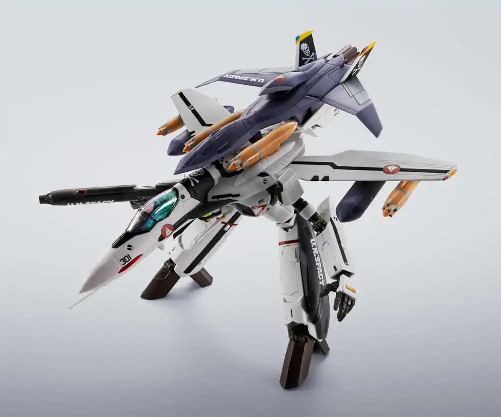 Macross 7 Hi-Metal R Action Figur VF-0S Phoenix (Roy Focker Use) & QF-2200D-B Ghost Set 14 cm Produktfoto