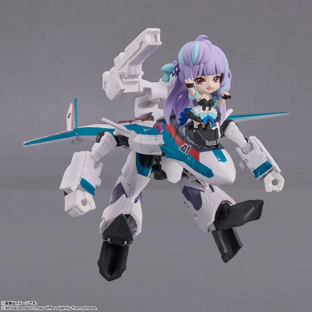 Macross Delta Tiny Session Fahrzeug mit Actionfigur VF-31C Siegfried (Arad Mölders Use) with Mikumo Guynemer 10 cm Produktfoto