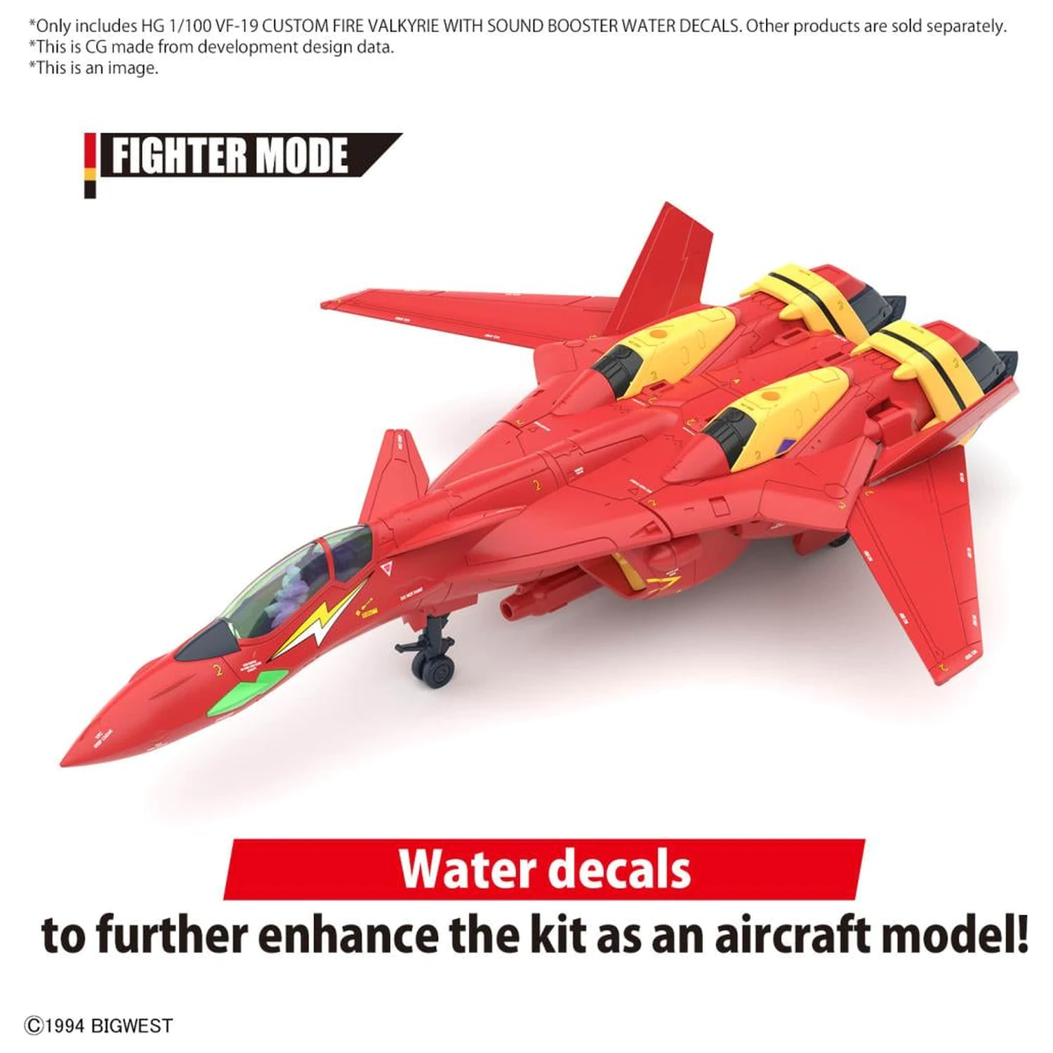 Macross HG 1/100 VF-19 Custom Fire Valkyrie Water Decals Modellbausatz Produktfoto