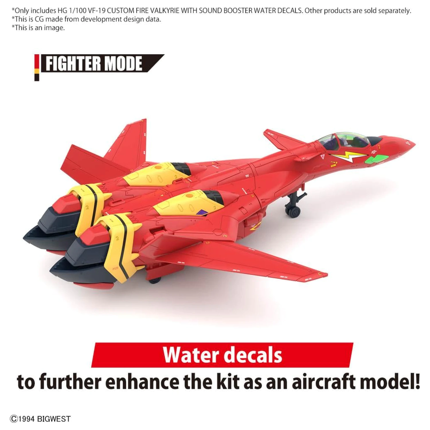 Macross HG 1/100 VF-19 Custom Fire Valkyrie Water Decals Modellbausatz Produktfoto