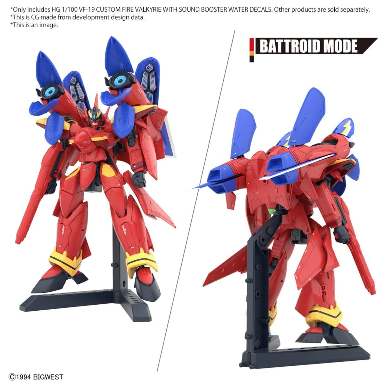 Macross HG 1/100 VF-19 Custom Fire Valkyrie Water Decals Modellbausatz Produktfoto