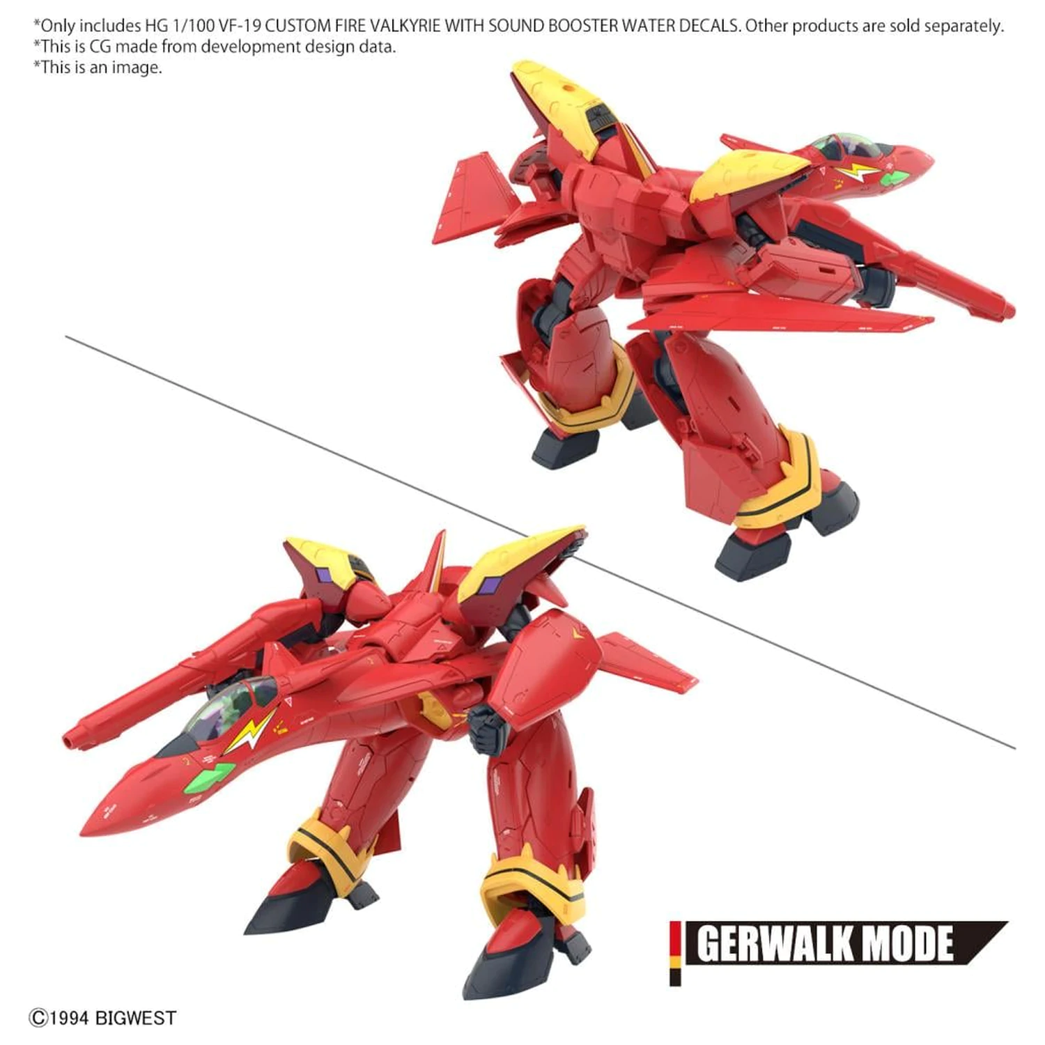 Macross HG 1/100 VF-19 Custom Fire Valkyrie Water Decals Modellbausatz Produktfoto