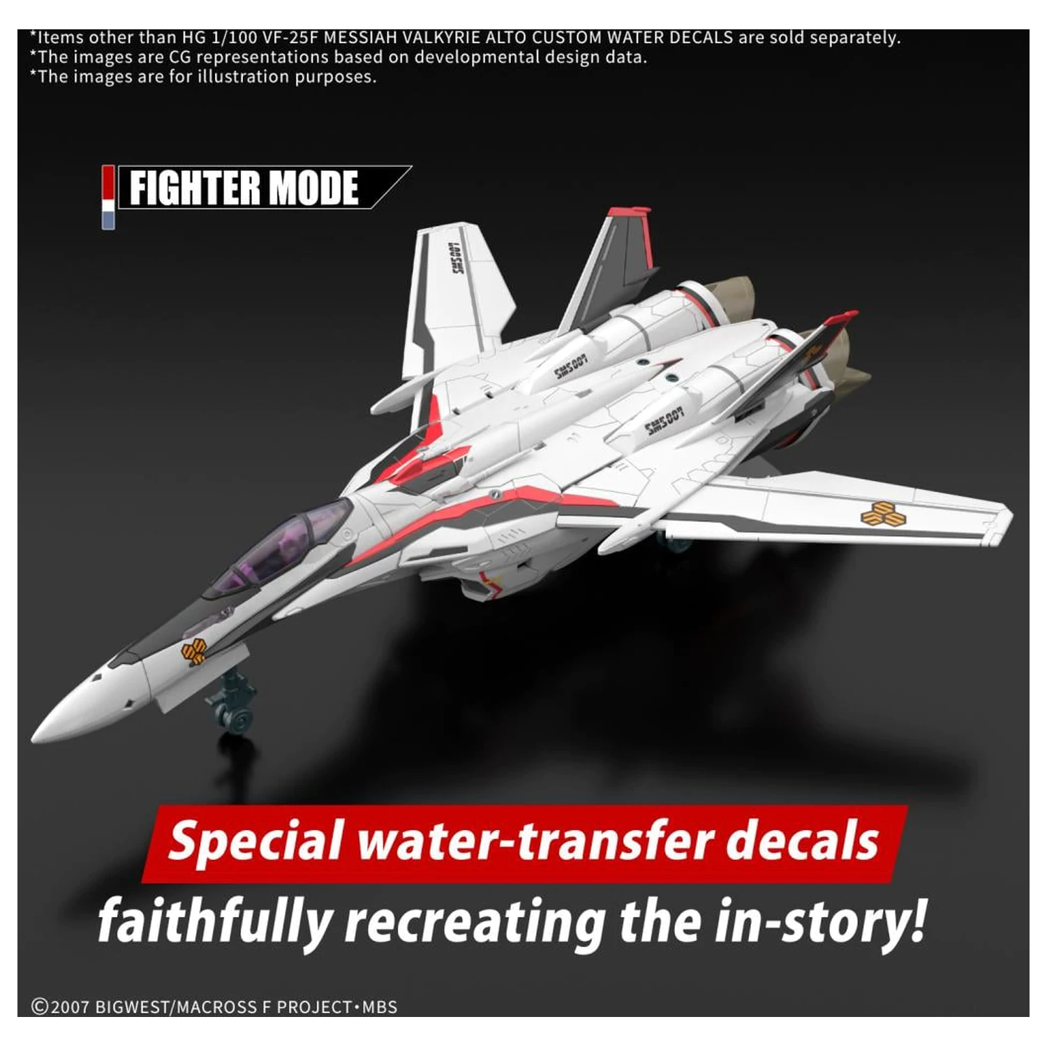 Macross HG 1/100 VF-25F Messiah Valkyrie Wasser Abziehbilder Modellbausatz Produktfoto