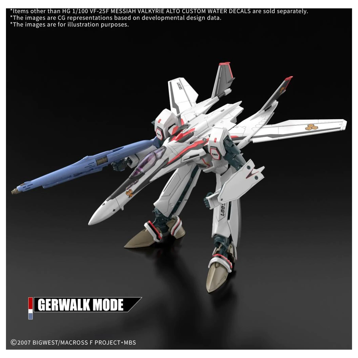 Macross HG 1/100 VF-25F Messiah Valkyrie Wasser Abziehbilder Modellbausatz Produktfoto