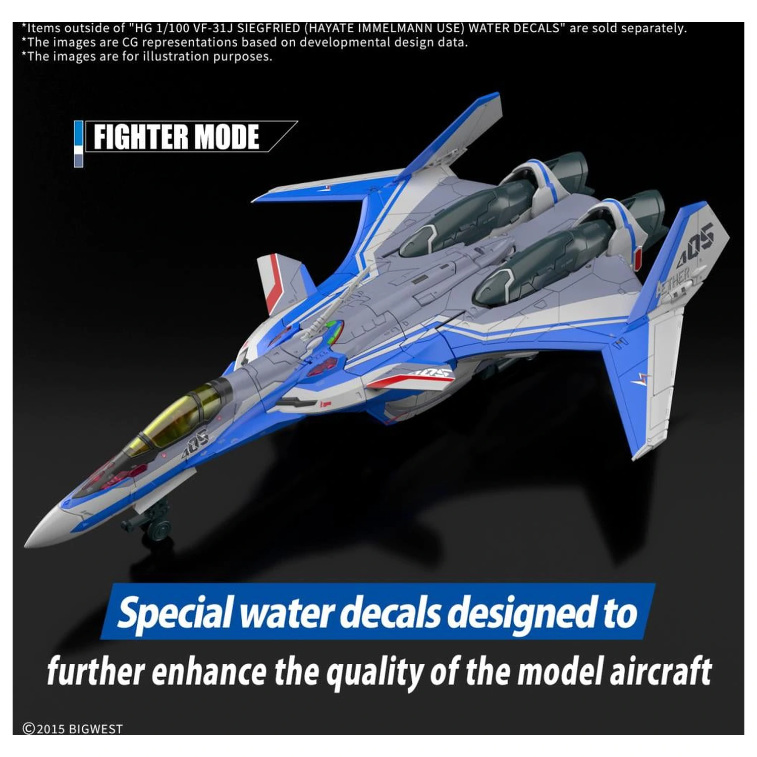 Macross HG 1/100 VF-31J Siegfried (Hayate Use) Wasserabziehbild – Modellbausatz Produktfoto