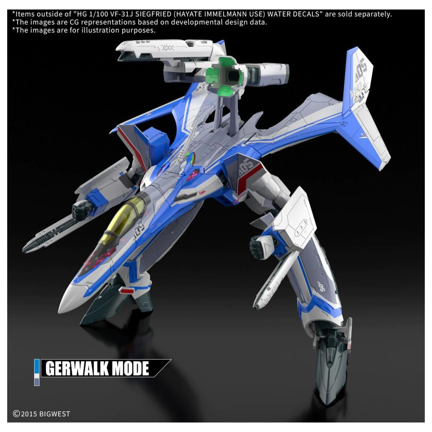 Macross HG 1/100 VF-31J Siegfried (Hayate Use) Wasserabziehbild – Modellbausatz Produktfoto