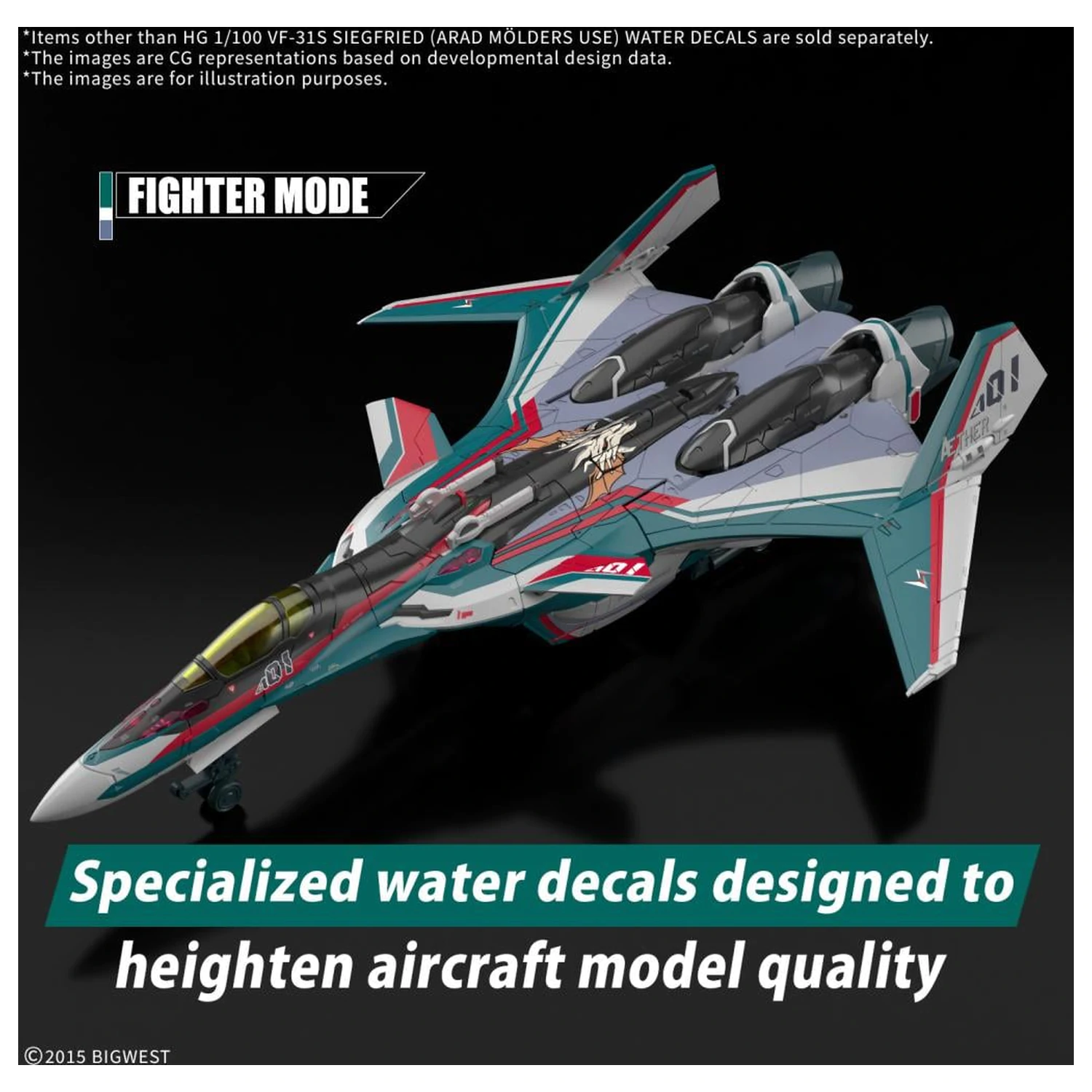 Macross HG 1/100 VF-31S Siegfried Water Decals Modell Bausatz Produktfoto