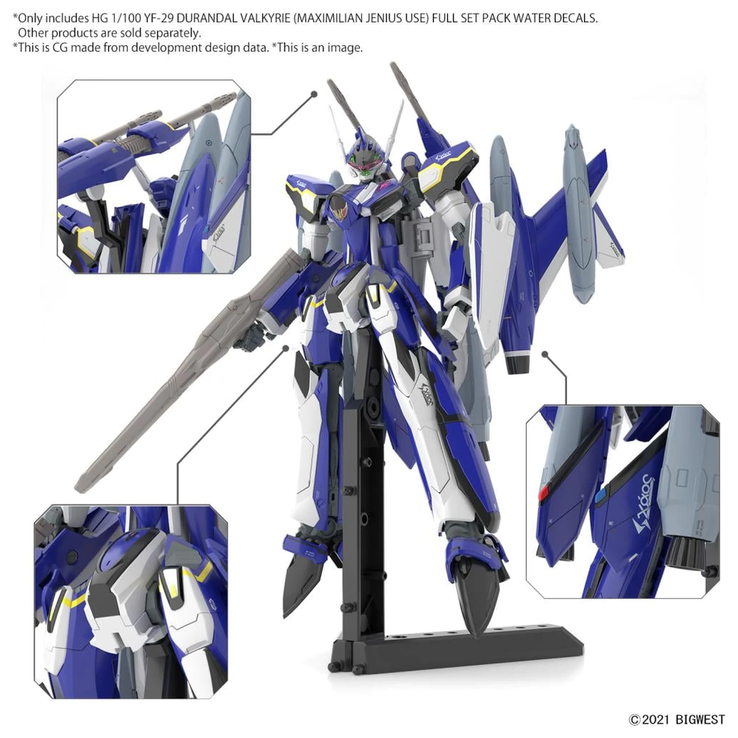 Macross HG 1/100 YF-29 Durandal Valkyrie Full Set Wasser D. Modell Bausatz Produktfoto