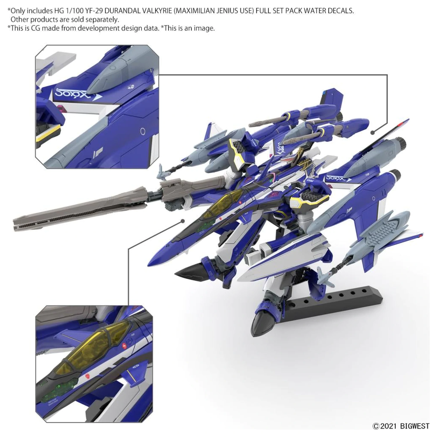 Macross HG 1/100 YF-29 Durandal Valkyrie Full Set Wasser D. Modell Bausatz Produktfoto