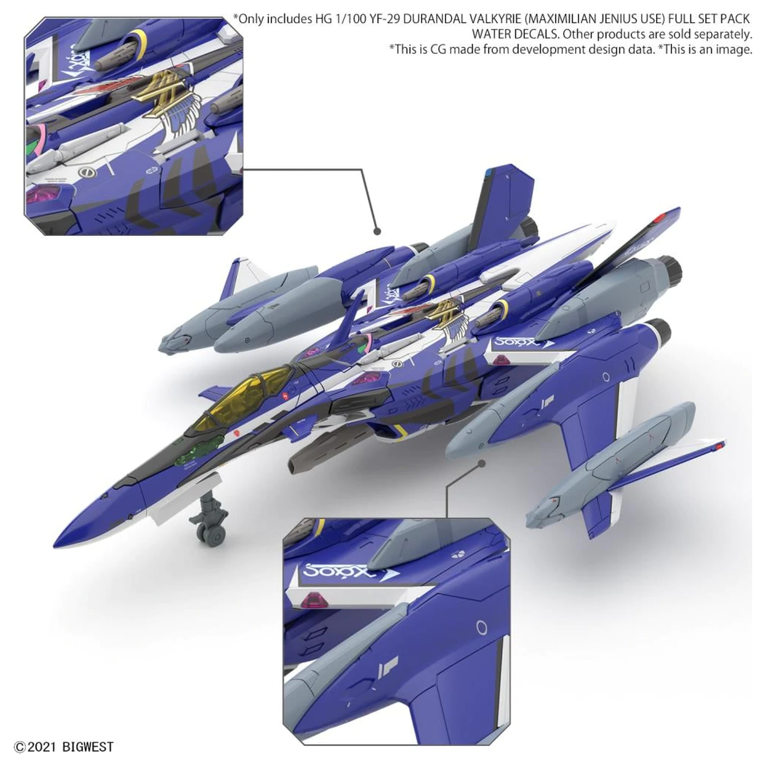 Macross HG 1/100 YF-29 Durandal Valkyrie Full Set Wasser D. Modell Bausatz Produktfoto