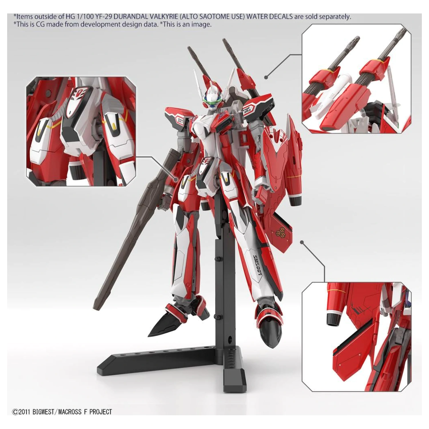 MACROSS HG 1/100 YF-29 Durandal Valkyrie „Wasserschiebebilder“ Modellbausatz Produktfoto