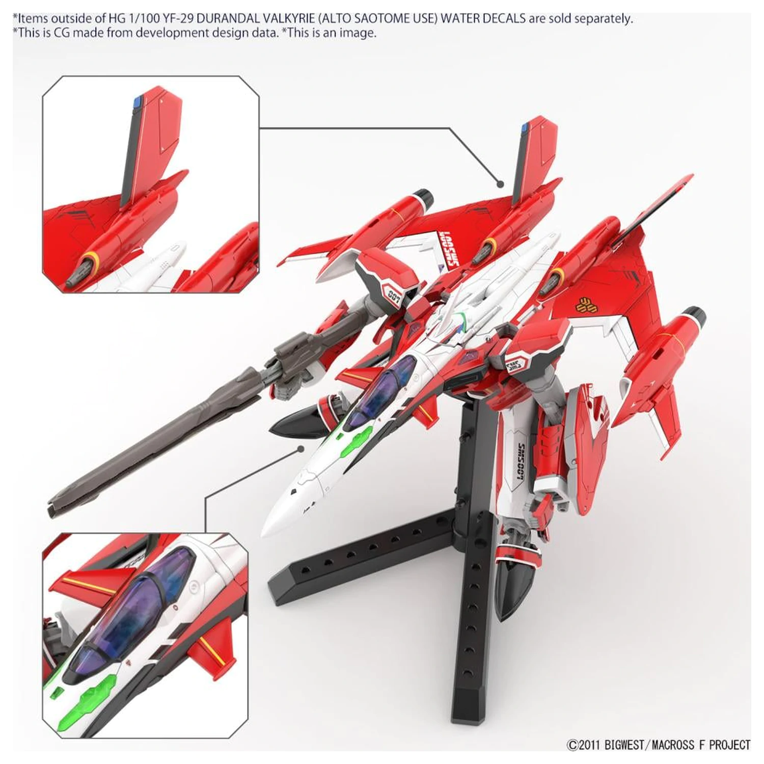 MACROSS HG 1/100 YF-29 Durandal Valkyrie „Wasserschiebebilder“ Modellbausatz Produktfoto
