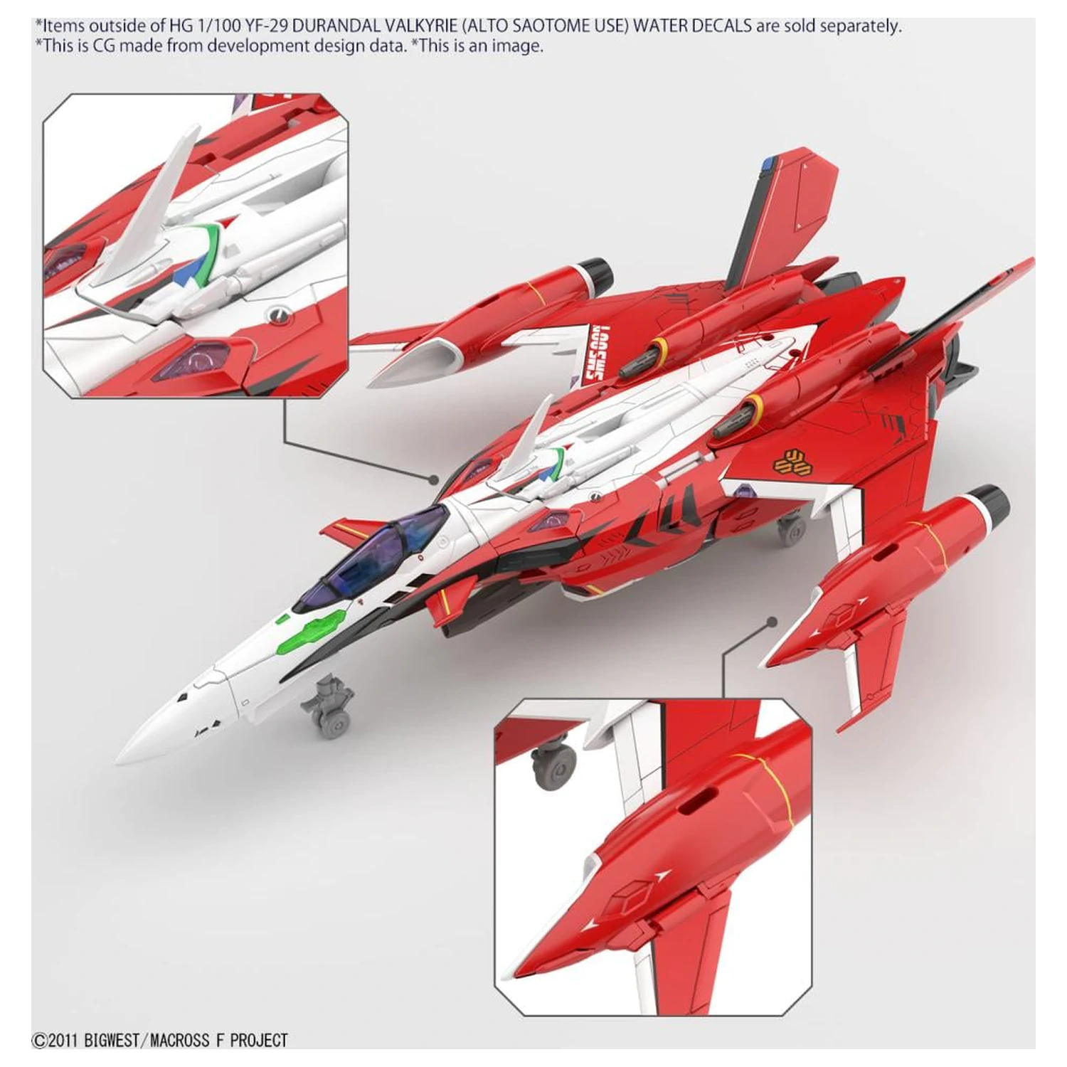 MACROSS HG 1/100 YF-29 Durandal Valkyrie „Wasserschiebebilder“ Modellbausatz Produktfoto