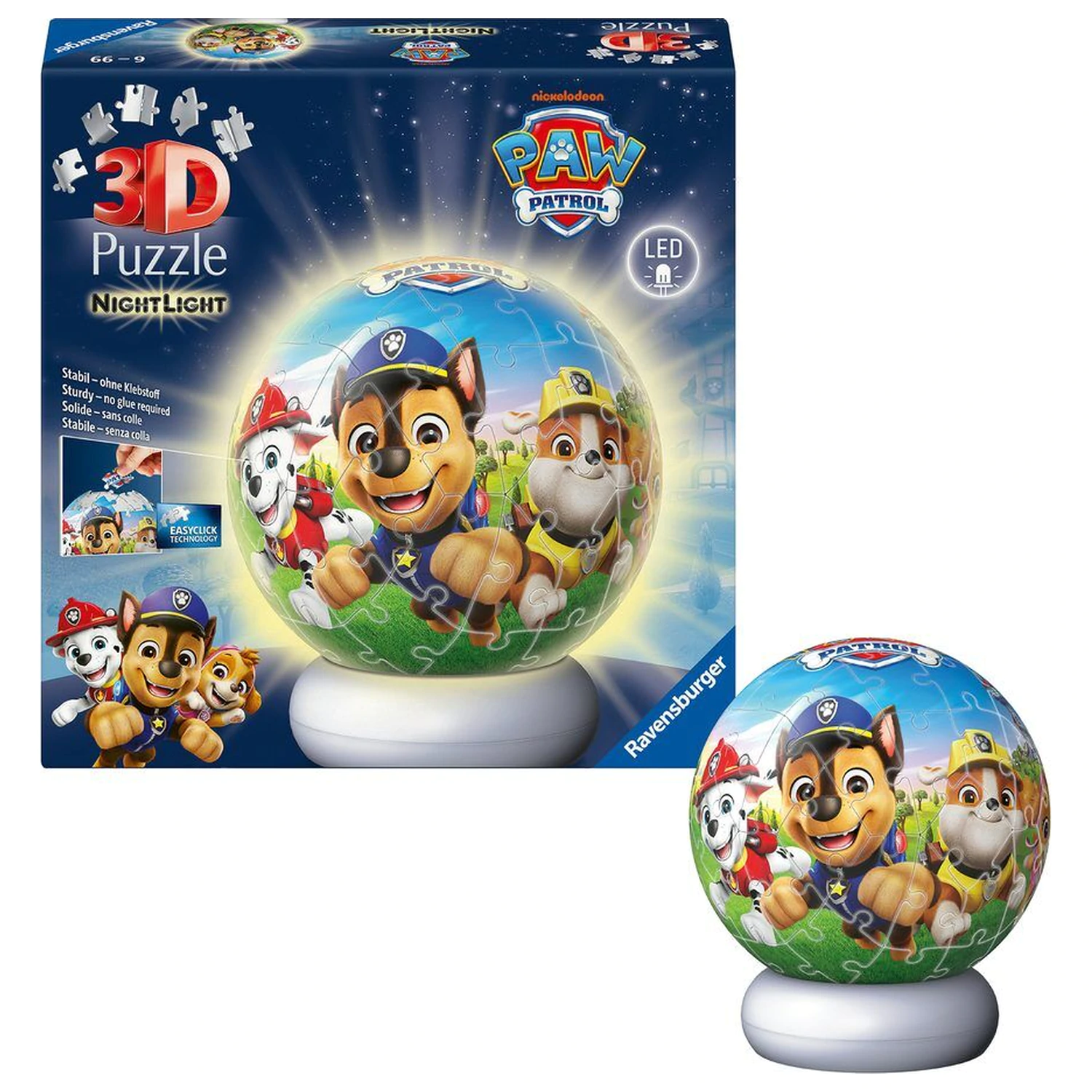 Paw Patrol 3D Nachtlicht Puzzle-Ball 74 Teile Produktfoto