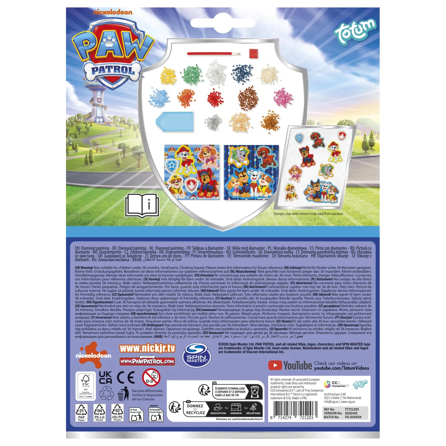 Paw Patrol Best Team Diamond Painting Aufkleber 9-er Pack Produktfoto