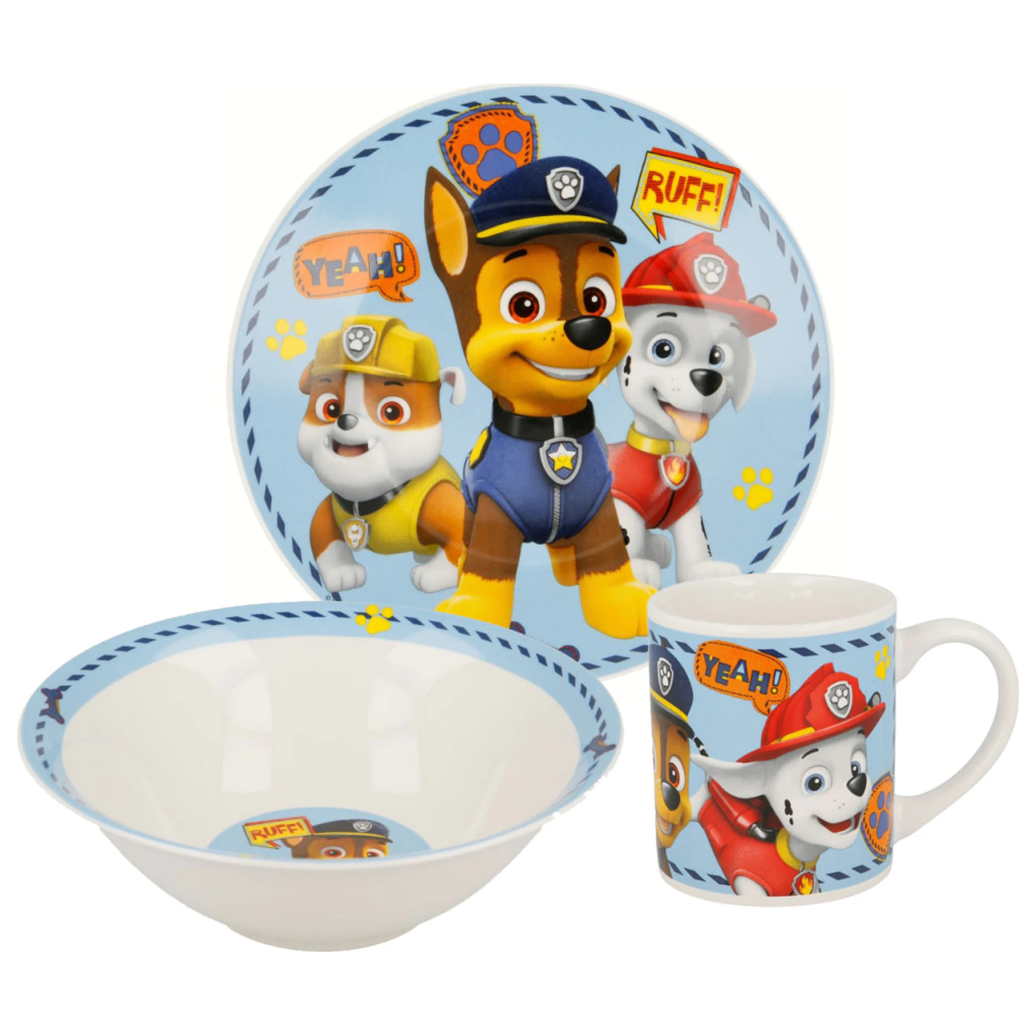 Paw Patrol Boy Icons Porzellan Geschirrset Produktfoto