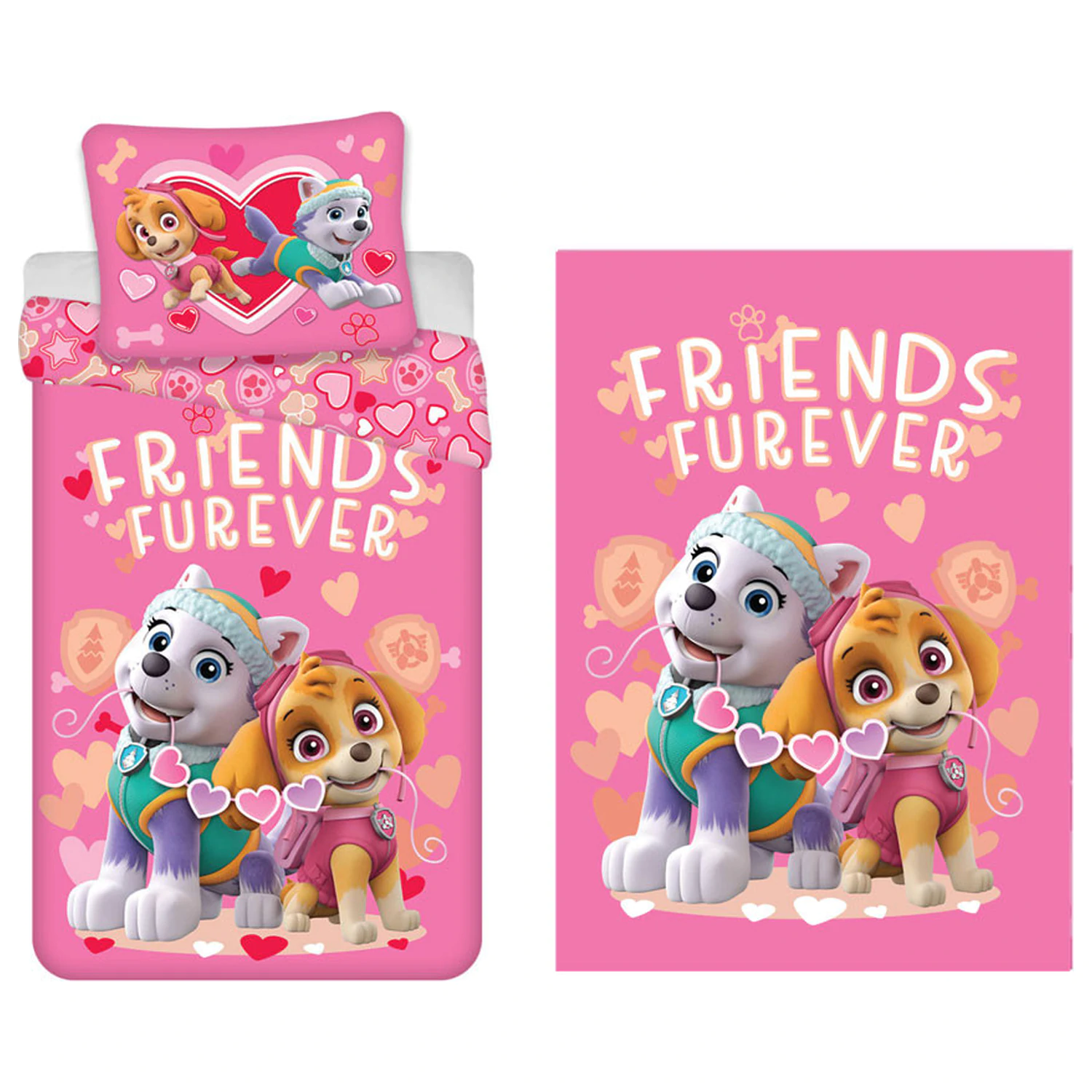 Paw Patrol Friends Furever Kinder, Vorschule Bettbezug und Fleece Decken Set Produktfoto