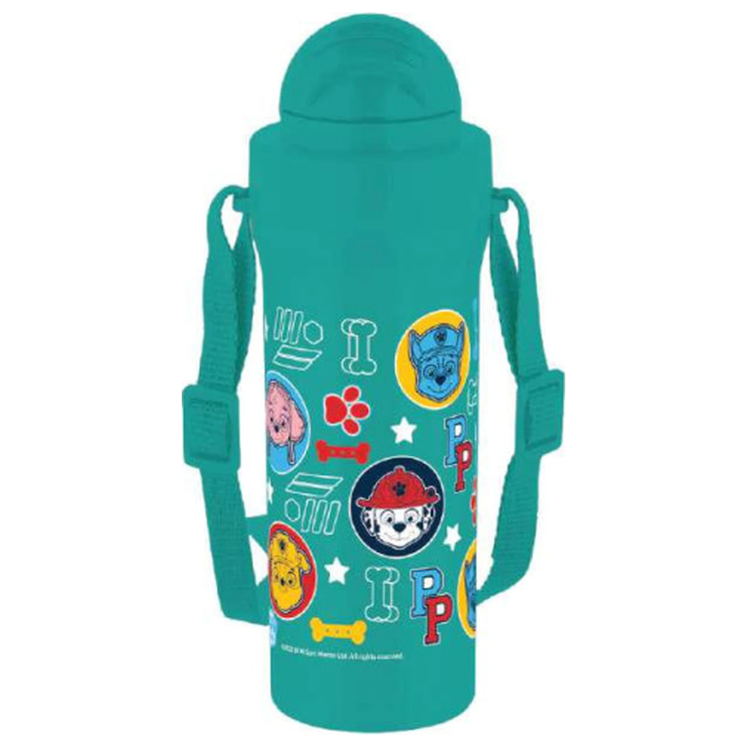 Paw Patrol Köpfe Plastik Trinkhalm Wasserflasche mit Aufhänger 350 ml Produktfoto