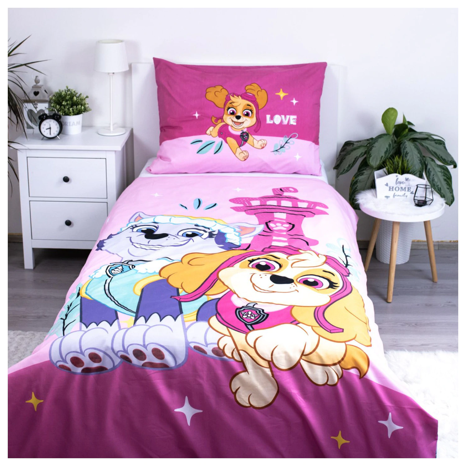 Paw Patrol Pink Love Mikrofaser-Bettbezug Produktfoto