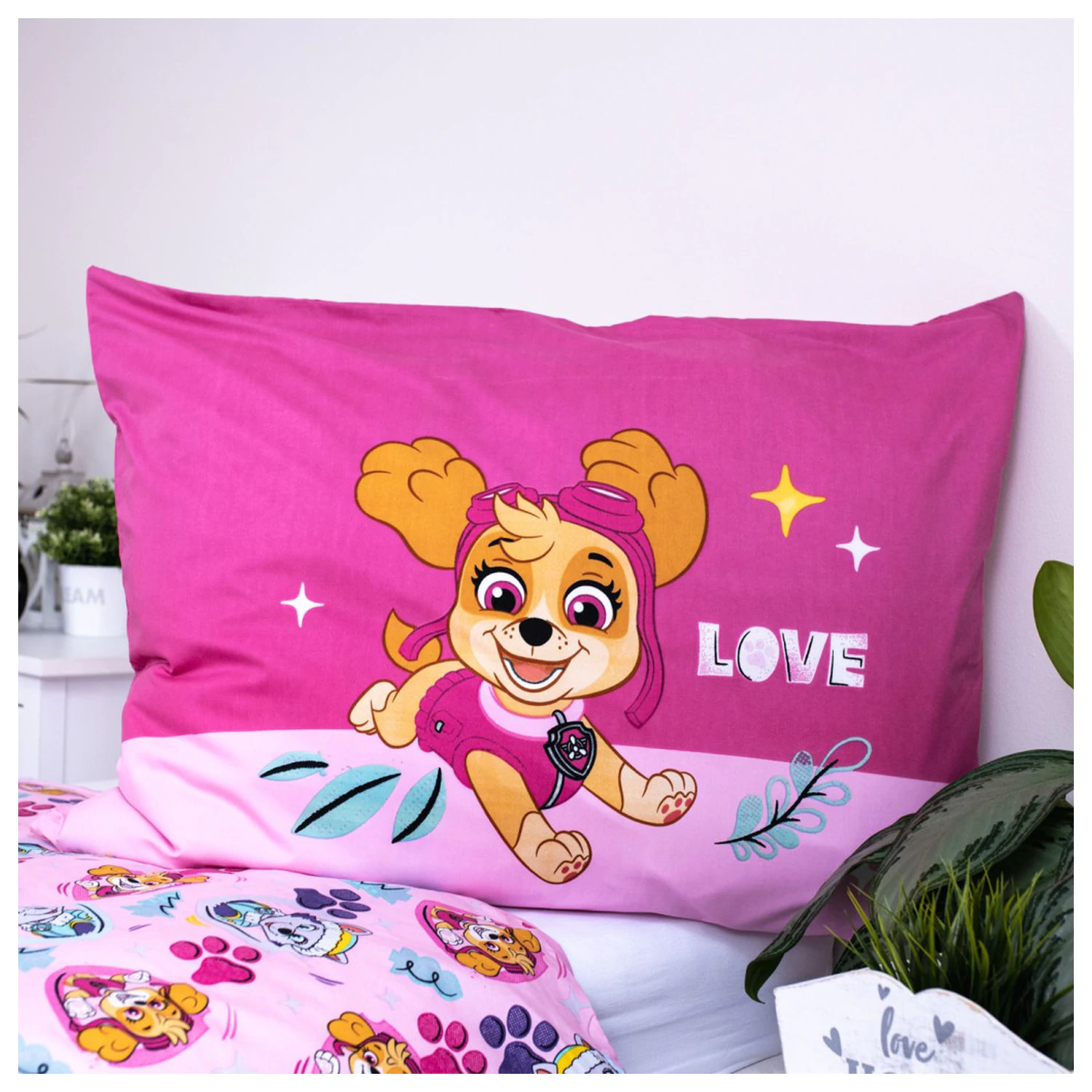 Paw Patrol Pink Love Mikrofaser-Bettbezug Produktfoto