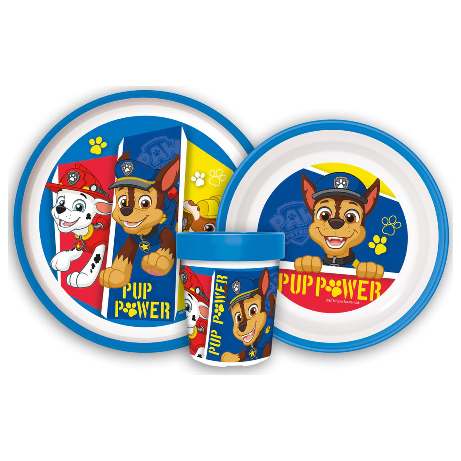 PAW Patrol Pup Power rutschfestes Geschirrset, Mikrowellen Kunststoff Set Produktfoto