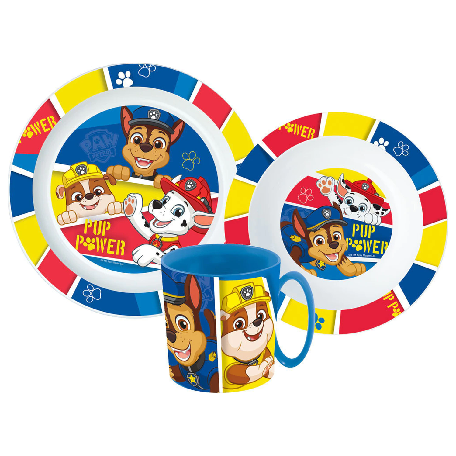 Paw Patrol Pup Power Essgeschirr Set, Mikro-Plastik Set mit Tasse 350 ml Produktfoto