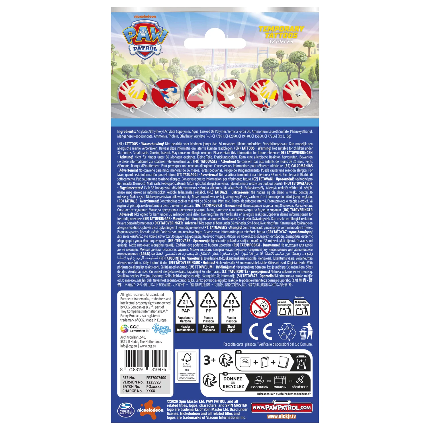 Paw Patrol Rescue Tattoo 12 Stück Produktfoto